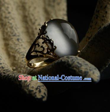 Chinese Ancient Court Opal Ring Traditional Princess Hanfu Jewelry Accessories for Women