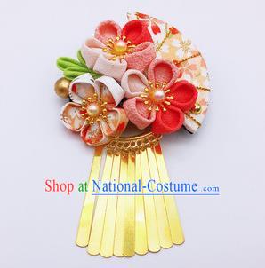 Japanese Geisha Courtesan Kimono Pink Sakura Hair Claw Hairpins Traditional Yamato Hair Accessories for Women