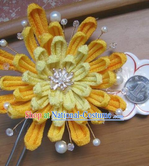 Japanese Geisha Courtesan Chrysanthemum Tassel Hairpins Traditional Yamato Kimono Hair Accessories for Women