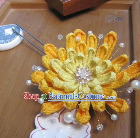 Japanese Geisha Courtesan Chrysanthemum Tassel Hairpins Traditional Yamato Kimono Hair Accessories for Women