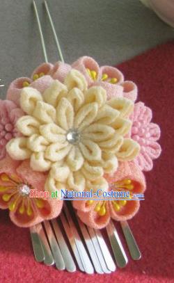 Japanese Geisha Courtesan Chrysanthemum Hairpin Traditional Yamato Kimono Hair Accessories for Women