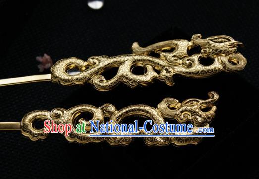 Chinese Ancient Tang Dynasty Queen Golden Phoenix Hairpins Traditional Hanfu Hair Accessories for Women