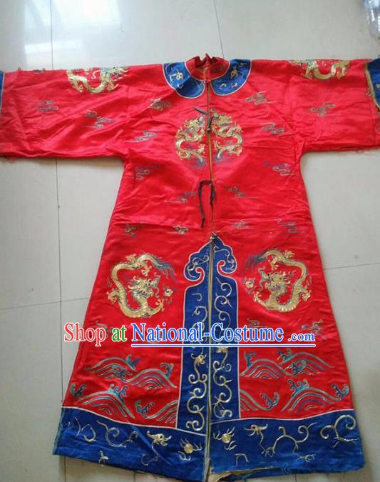 Chinese Traditional Tang Suit Embroidered Red Cheongsam National Costume Qipao Dress for Women