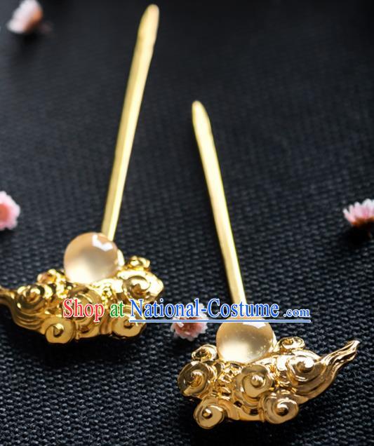 Chinese Ancient Tang Dynasty Queen Opal Cloud Hairpins Traditional Hanfu Hair Accessories for Women