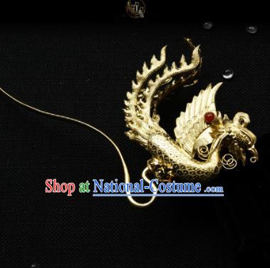 Chinese Ancient Ming Dynasty Queen Phoenix Hairpins Golden Hair Clip Traditional Hanfu Hair Accessories for Women