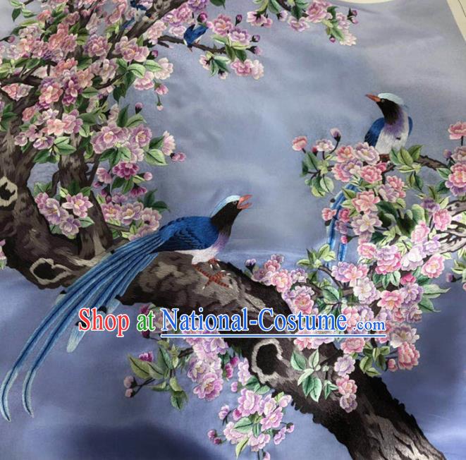 Chinese Handmade Embroidered Begonia Birds Silk Fabric Patch Traditional Embroidery Craft