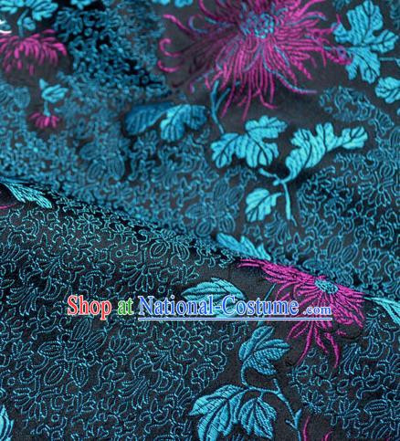 Traditional Chinese Royal Purple Chrysanthemum Pattern Design Brocade Silk Fabric Asian Satin Material