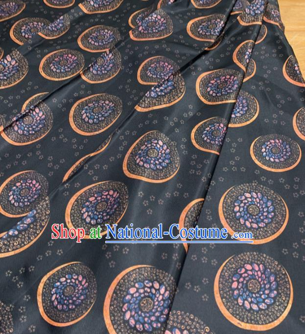 Traditional Chinese Royal Pattern Design Deep Grey Brocade Silk Fabric Asian Satin Material