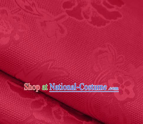 Chinese Traditional Peony Pattern Design Wine Red Satin Brocade Fabric Asian Silk Material