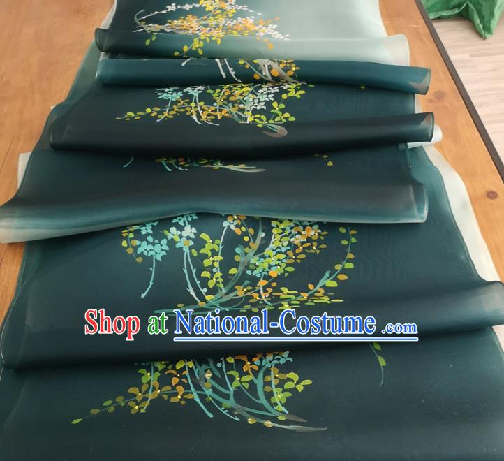 Chinese Traditional Pattern Design Atrovirens Silk Fabric Brocade Asian Satin Material