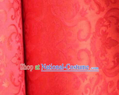 Chinese Traditional Scroll Pattern Design Red Satin Hanfu Brocade Fabric Asian Silk Material