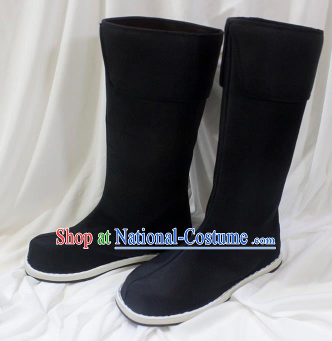 Asian Chinese Ancient Taoist Priest Black Shoes Swordsman Boots Traditional Hanfu Shoes for Men