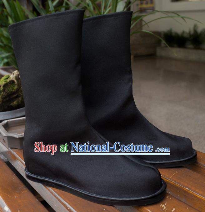 Asian Chinese Ancient Swordsman Black Boots Taoist Priest Shoes Traditional Hanfu Shoes for Men