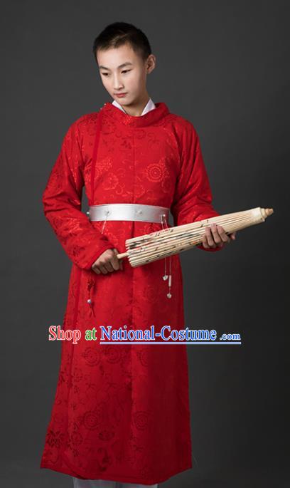 Chinese Ancient Drama Cosplay Imperial Bodyguard Red Clothing Traditional Hanfu Swordsman Costume for Men