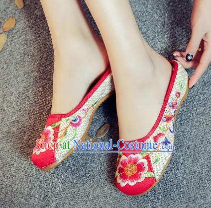 Asian Chinese Dance Embroidered Shoes Traditional Hanfu Shoes National Cloth Shoes for Women