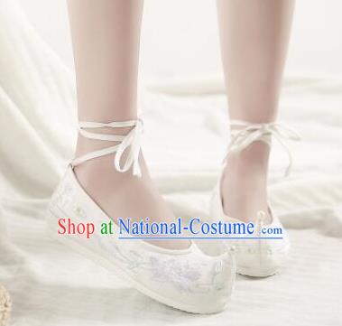 Asian Chinese Classical Dance Embroidered Shoes Traditional Hanfu Melaleuca End Shoes National Cloth Shoes for Women