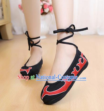 Asian Chinese National Black Cloth Shoes Classical Dance Shoes Traditional Hanfu Shoes for Women