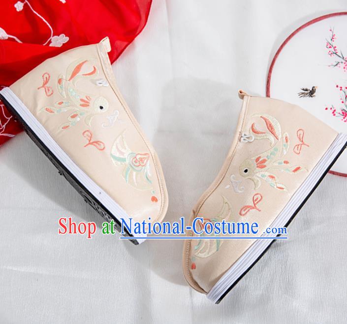 Asian Chinese Traditional Grey Embroidered Shoes Ancient Princess Shoes Hanfu Shoes for Women