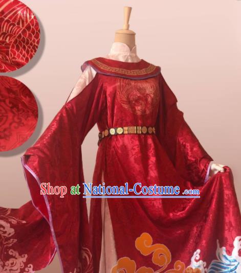 Chinese Ancient Cosplay Swordsman Red Clothing Custom Traditional Imperial Bodyguard Nobility Childe Costume for Men