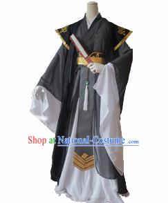 Chinese Ancient Cosplay Young Knight Swordsman Black Clothing Custom Traditional Nobility Childe Costume for Men