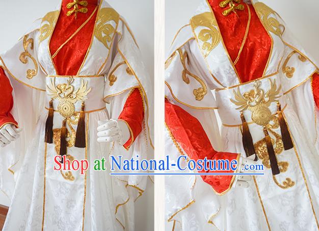 Chinese Ancient Cosplay Prince Swordsman White Clothing Custom Traditional Nobility Childe Costume fro Men