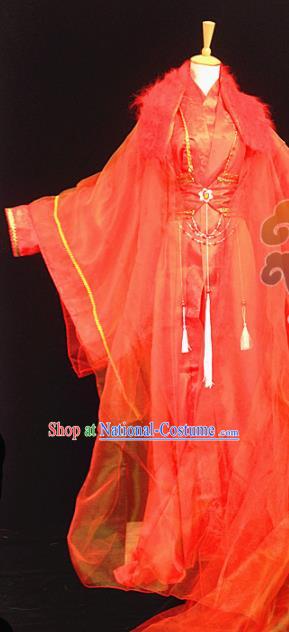 Custom Chinese Ancient Prince Nobility Childe Wedding Red Clothing Traditional Cosplay Swordsman Costume for Men