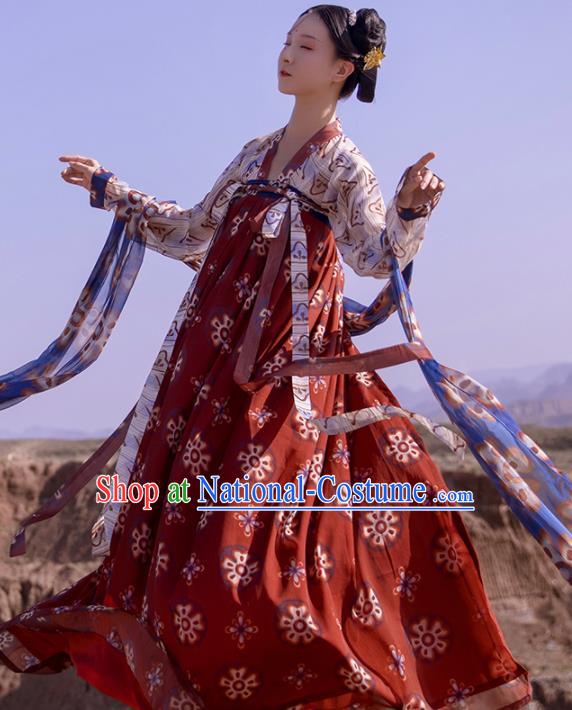 Chinese Ancient Tang Dynasty Court Maid Hanfu Dress Traditional Palace Odalisque Costumes for Women