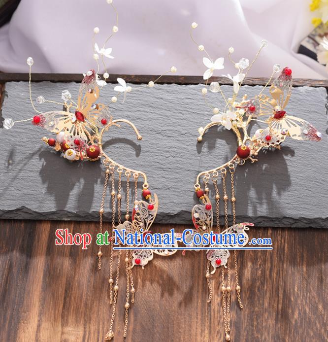 Chinese Ancient Court Butterfly Tassel Earrings Traditional Princess Hanfu Wedding Accessories for Women