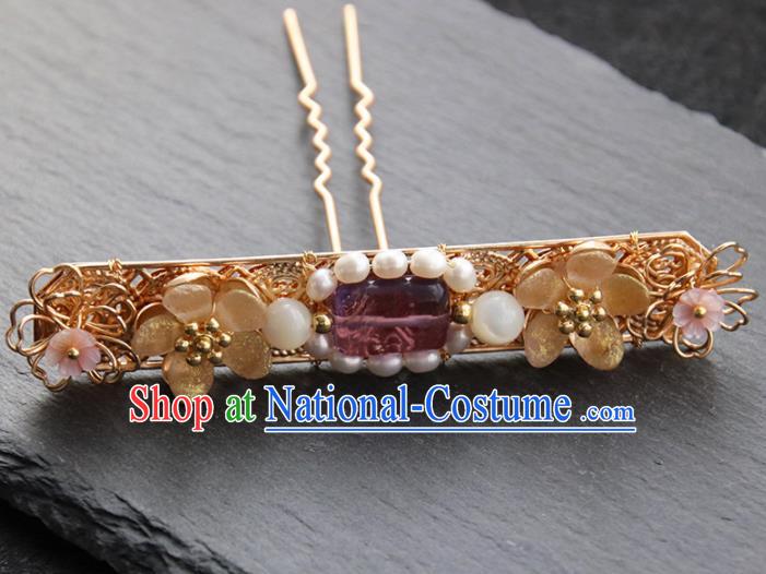 Chinese Ancient Princess Golden Hair Clip Hairpins Traditional Handmade Hanfu Hair Accessories for Women