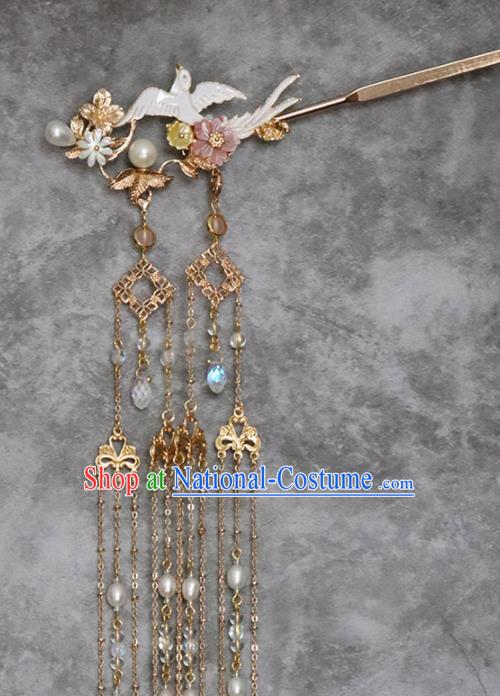 Chinese Ancient Princess Pearls Tassel Hairpins Traditional Handmade Hanfu Hair Accessories for Women