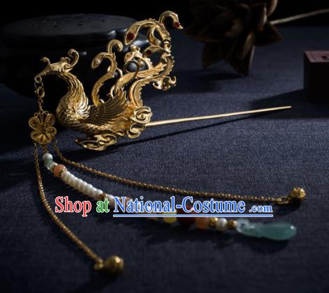 Chinese Ancient Princess Phoenix Tassel Hair Clip Hairpins Traditional Handmade Hanfu Hair Accessories for Women