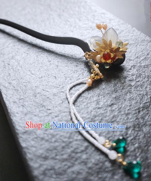 Chinese Ancient Princess Bamboo Leaf Ebony Hairpins Traditional Handmade Hanfu Hair Accessories for Women