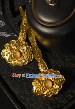 Ancient Chinese Ming Dynasty Empress Golden Hairpins Traditional Hanfu Court Hair Accessories for Women