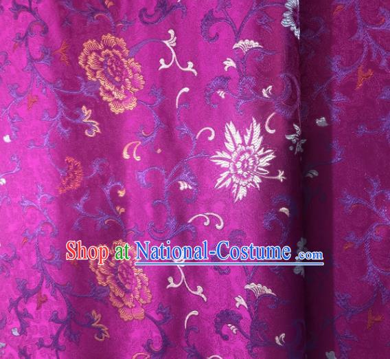 Asian Chinese Traditional Maguey Pattern Design Purple Brocade Fabric Cheongsam Silk Material