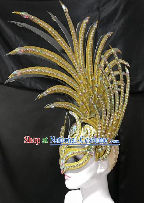 Customized Halloween Carnival Golden Hair Accessories Brazil Parade Samba Dance Headpiece for Women