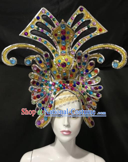 Customized Halloween Carnival Colorful Hair Accessories Brazil Parade Samba Dance Headpiece for Women