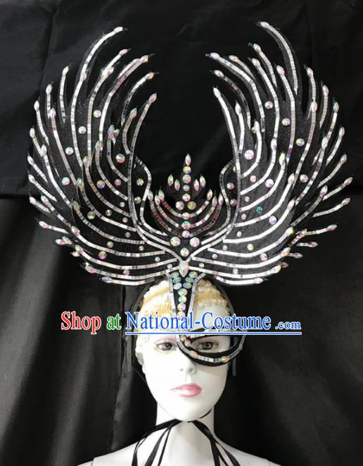 Customized Halloween Carnival Black Hair Accessories Brazil Parade Samba Dance Headpiece for Women