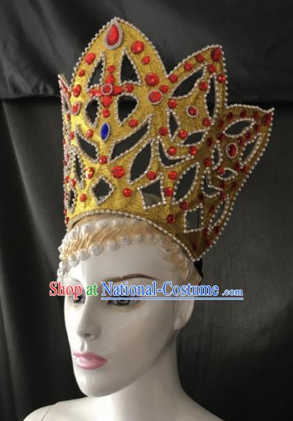 Customized Halloween Carnival Royal Crown Stage Show Giant Hair Accessories Brazil Parade Samba Dance Headpiece for Women