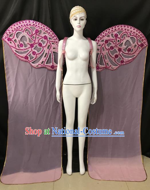 Customized Halloween Samba Dance Prop Brazil Parade Pink Ribbon Wings Giant Backboard for Women