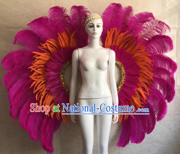 Customized Halloween Samba Dance Prop Brazil Parade Rosy Feather Wings Giant Backboard for Women