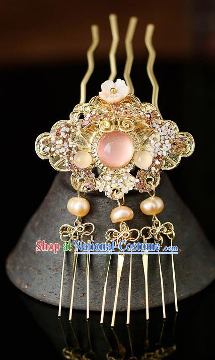 Top Chinese Traditional Golden Hair Comb Handmade Hanfu Hairpins Hair Accessories for Women