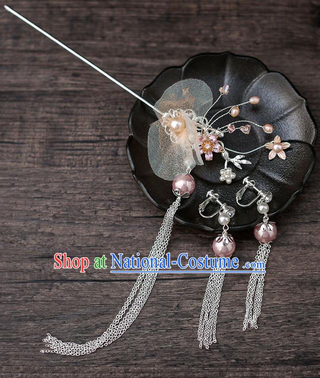 Top Chinese Traditional Silk Flower Hair Clip Handmade Hanfu Hairpins Hair Accessories for Women