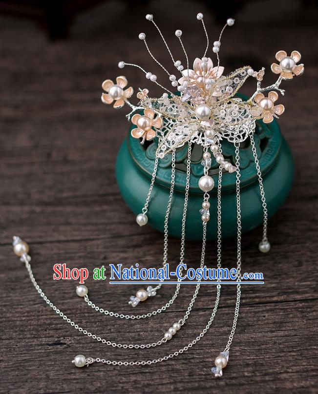 Top Chinese Traditional Pearls Dragonfly Hair Claw Handmade Hanfu Hairpins Hair Accessories for Women