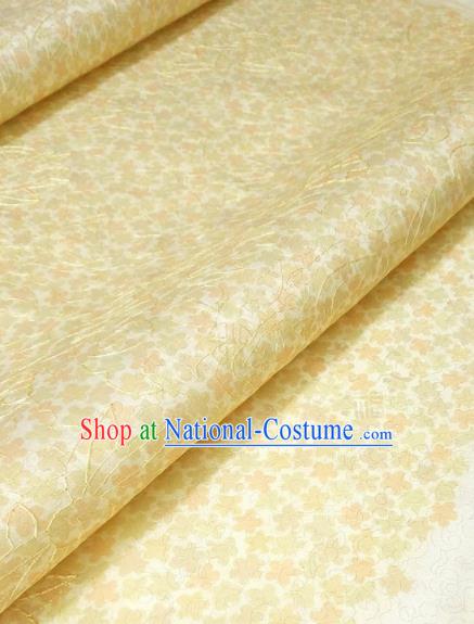 Asian Chinese Traditional Embroidered Pattern Design Yellow Silk Fabric China Hanfu Silk Material