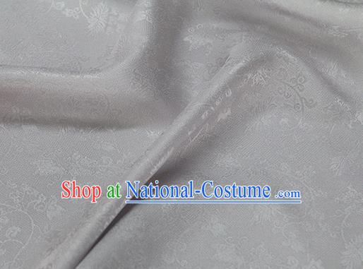 Asian Chinese Traditional Twine Albizia Pattern Design Silver Silk Fabric Chinese Qipao Material