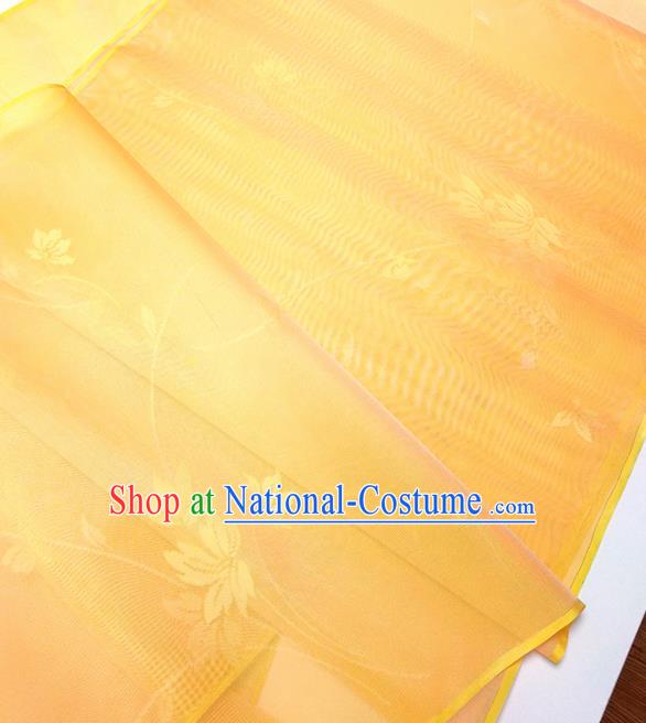 Asian Chinese Traditional Pattern Design Orange Silk Fabric China Hanfu Silk Material