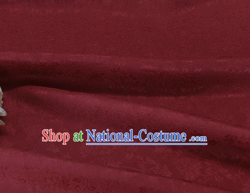 Asian Chinese Traditional Twine Albizia Pattern Design Wine Red Silk Fabric Chinese Qipao Material