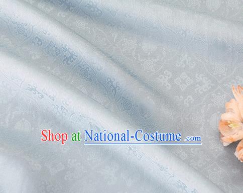 Asian Chinese Traditional Kaki Pedicle Pattern Design Light Blue Silk Fabric China Qipao Material