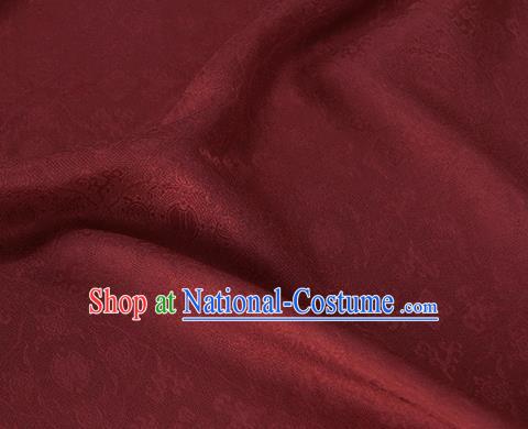 Asian Chinese Traditional Kaki Pedicle Pattern Design Dark Red Silk Fabric China Qipao Material