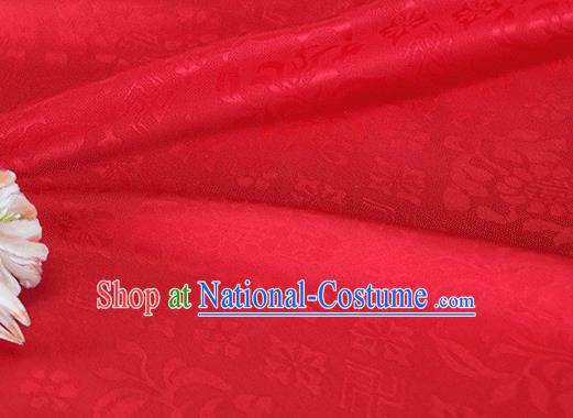 Asian Chinese Traditional Broken Branches Pattern Design Red Silk Fabric China Qipao Material